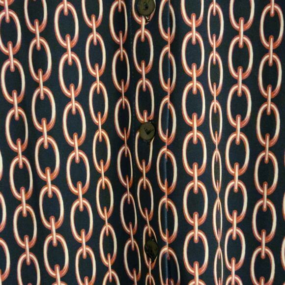 L'Agence - Harmony printed stretch chain motiff blue pink blouse - Size Small - Picture 8 of 11